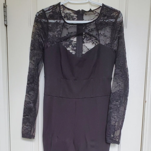 Guess Kristine Black Lace Top Keyhole Jumper Size Large - Picture 3 of 5